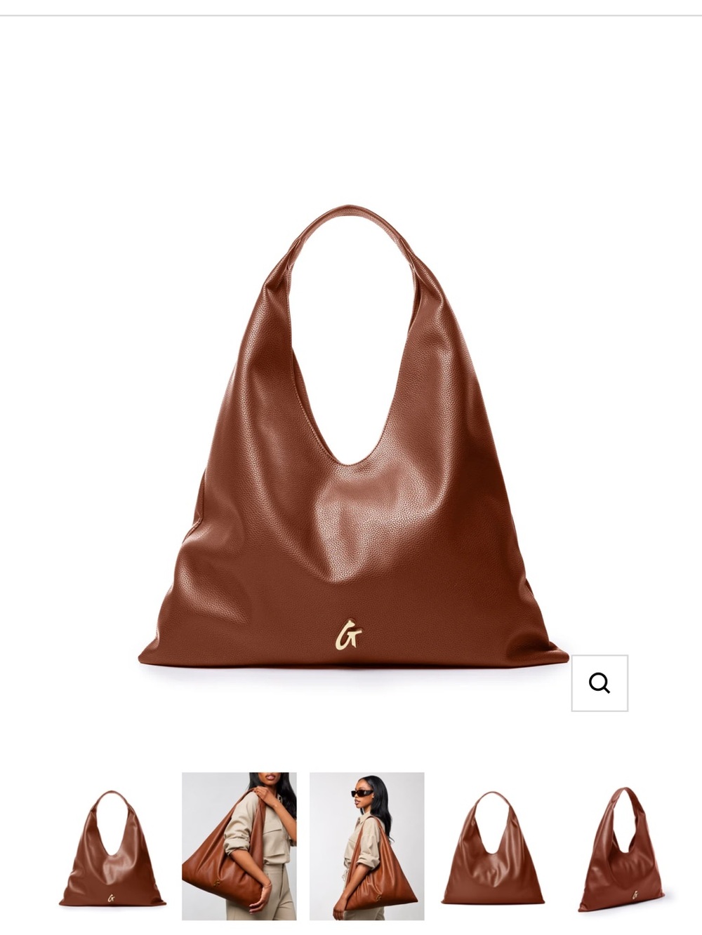 Leather Slouch Hobo Bag in Cognac by